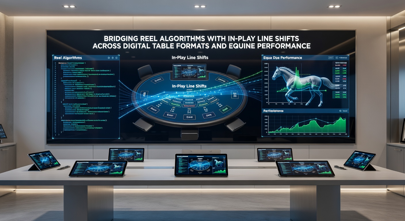 Live horse racing interface displaying in-play odds adjustments linked to algorithmic predictions from digital table systems
