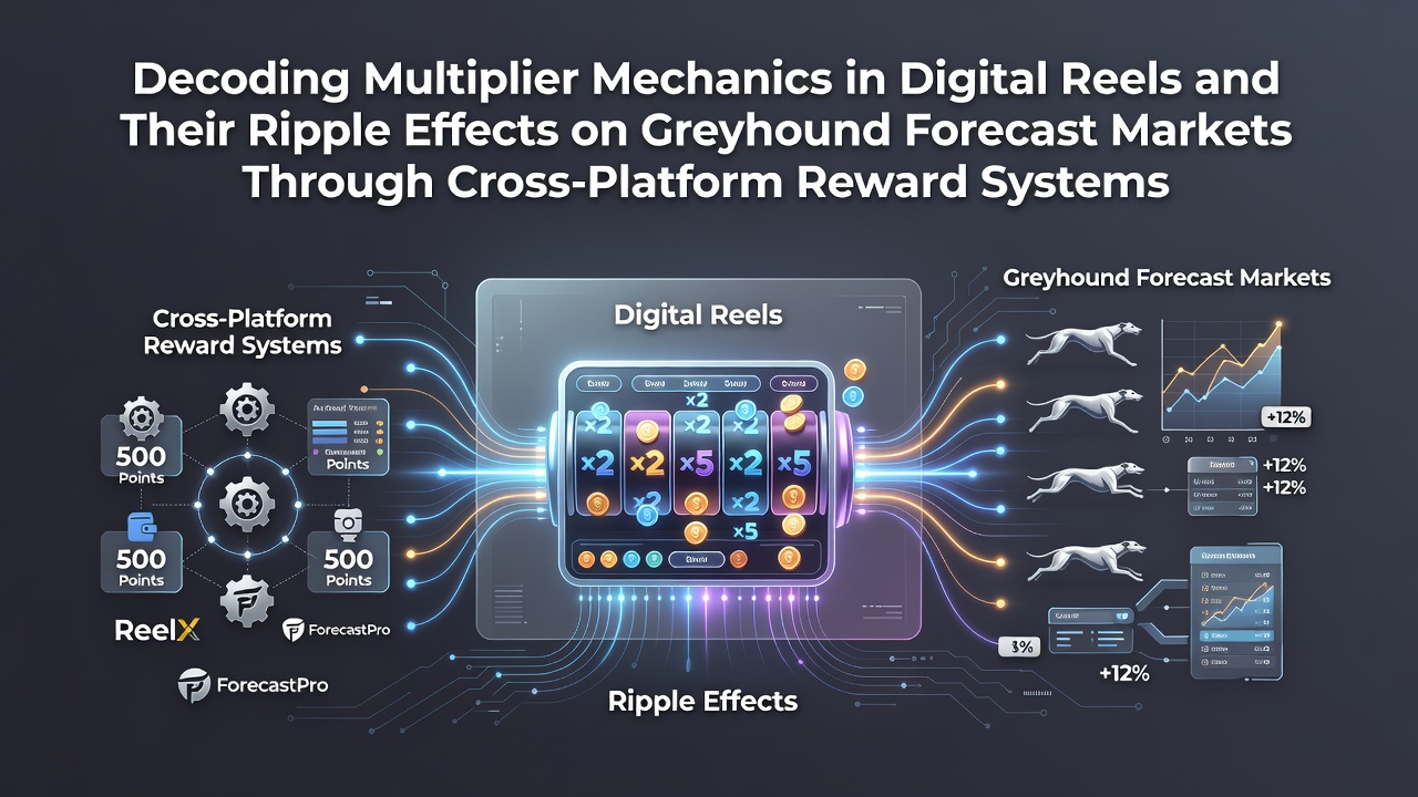 Digital slot reels displaying multiplier symbols alongside greyhound racing forecast interfaces on a connected betting platform