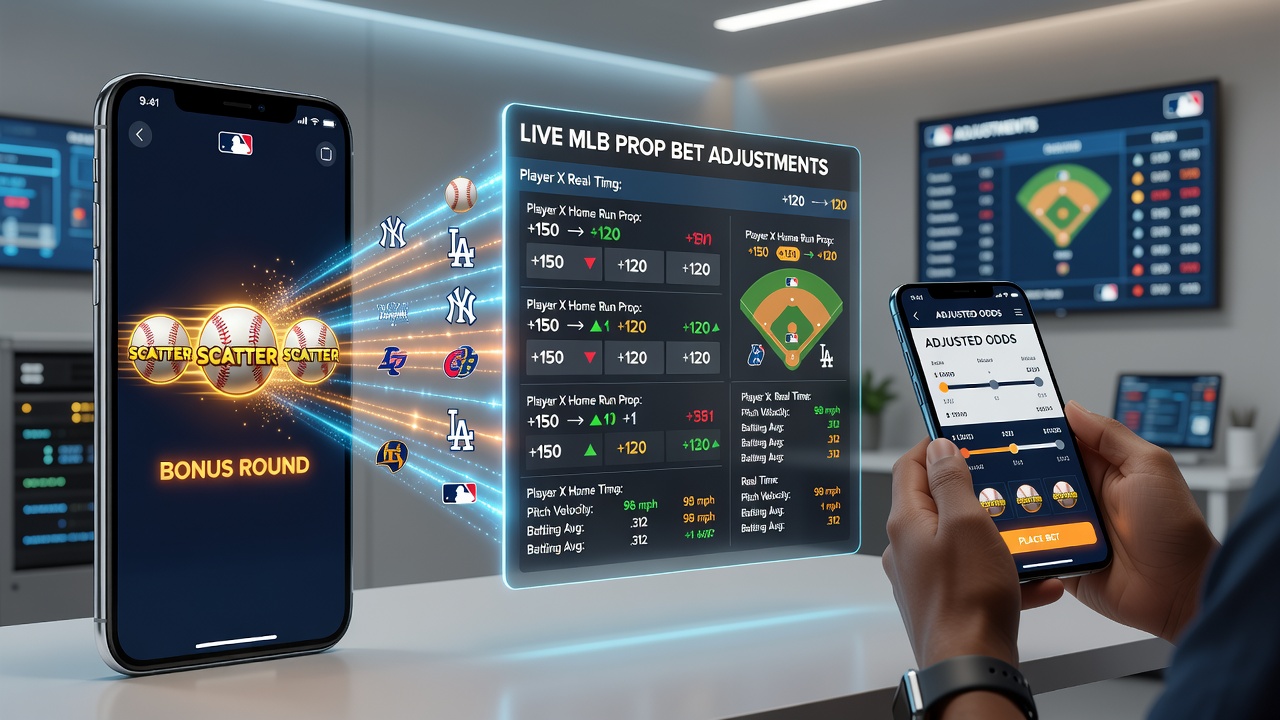 Analytics dashboard showing scatter alignment frequency overlaid with MLB prop bet line movements