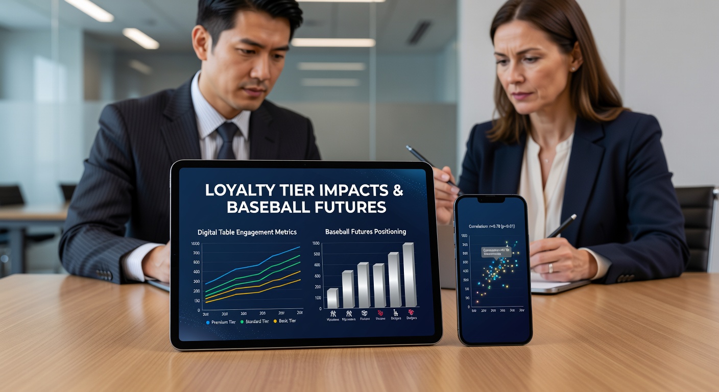Mobile app interface displaying loyalty tier progression alongside digital blackjack and roulette tables with baseball futures odds visible